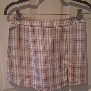 Plaid Mini Skirt (PINK BLACK WHITE)